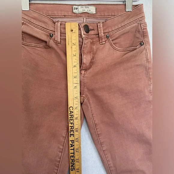 Free people FP faded pink rose low rise skinny jeans zipper fly Sz 25 - Picture 7 of 9